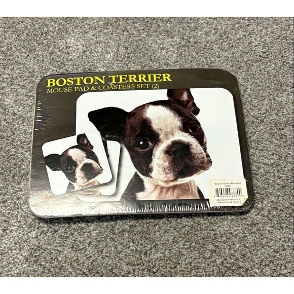 Boston terrier, mouse pad and coaster set - Picture 2 of 4